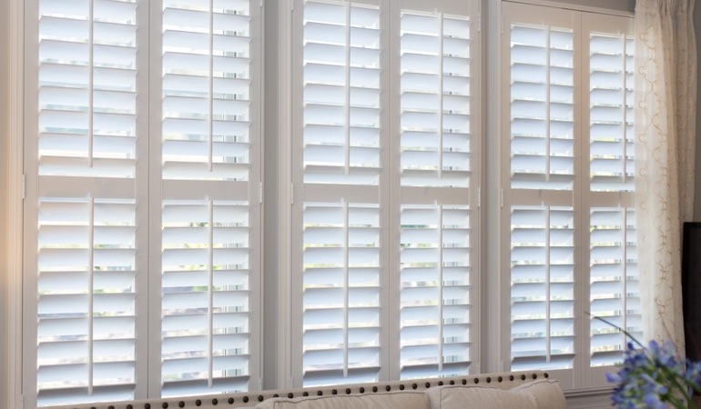 Faux wood plantation shutters in Fort Myers